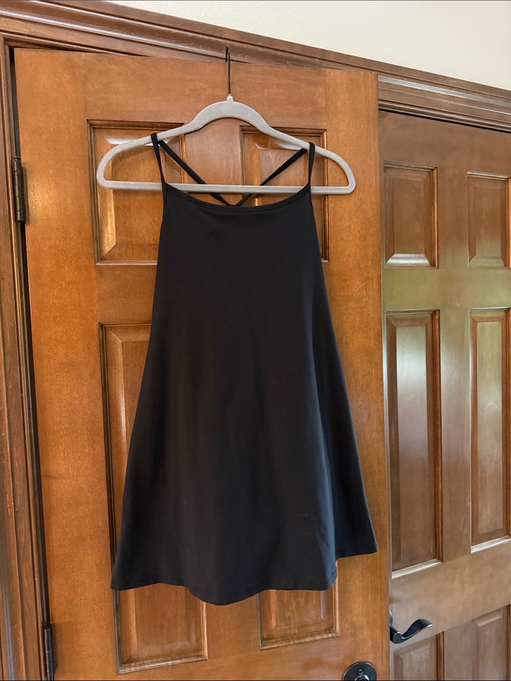 aerie Black Strappy Swing Dress